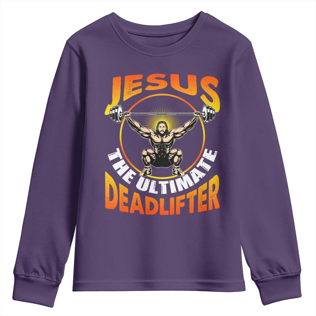 Jesus The Ultimate Deadlifter Youth Sweatshirt Funny Jesus Workout Motivation Bodybuilding Fitness