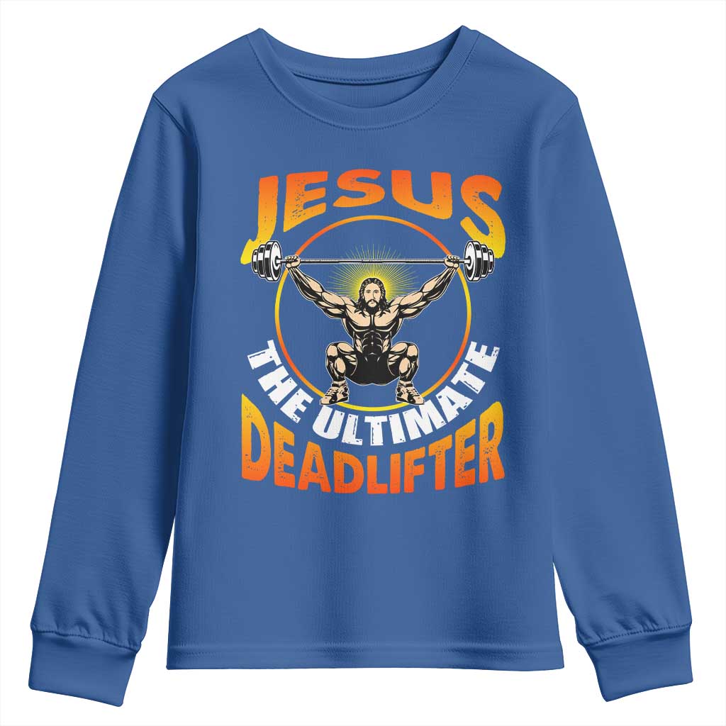 Jesus The Ultimate Deadlifter Youth Sweatshirt Funny Jesus Workout Motivation Bodybuilding Fitness