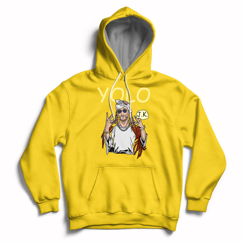 Daisy yellow pullover hoodie with front graphic and kangaroo pocket, drawstring hood.