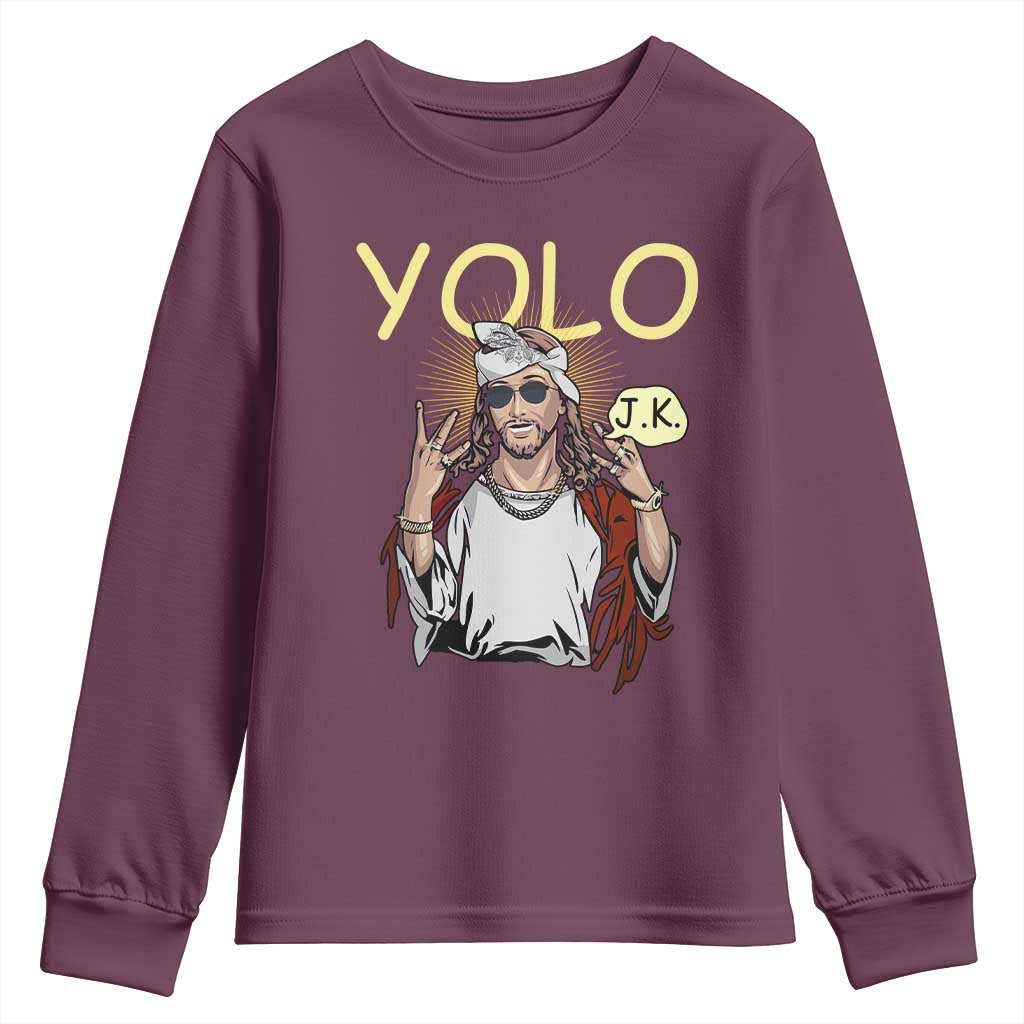 Funny Jesus YOLO JK Youth Sweatshirt Just Kidding Funny Christian Religious