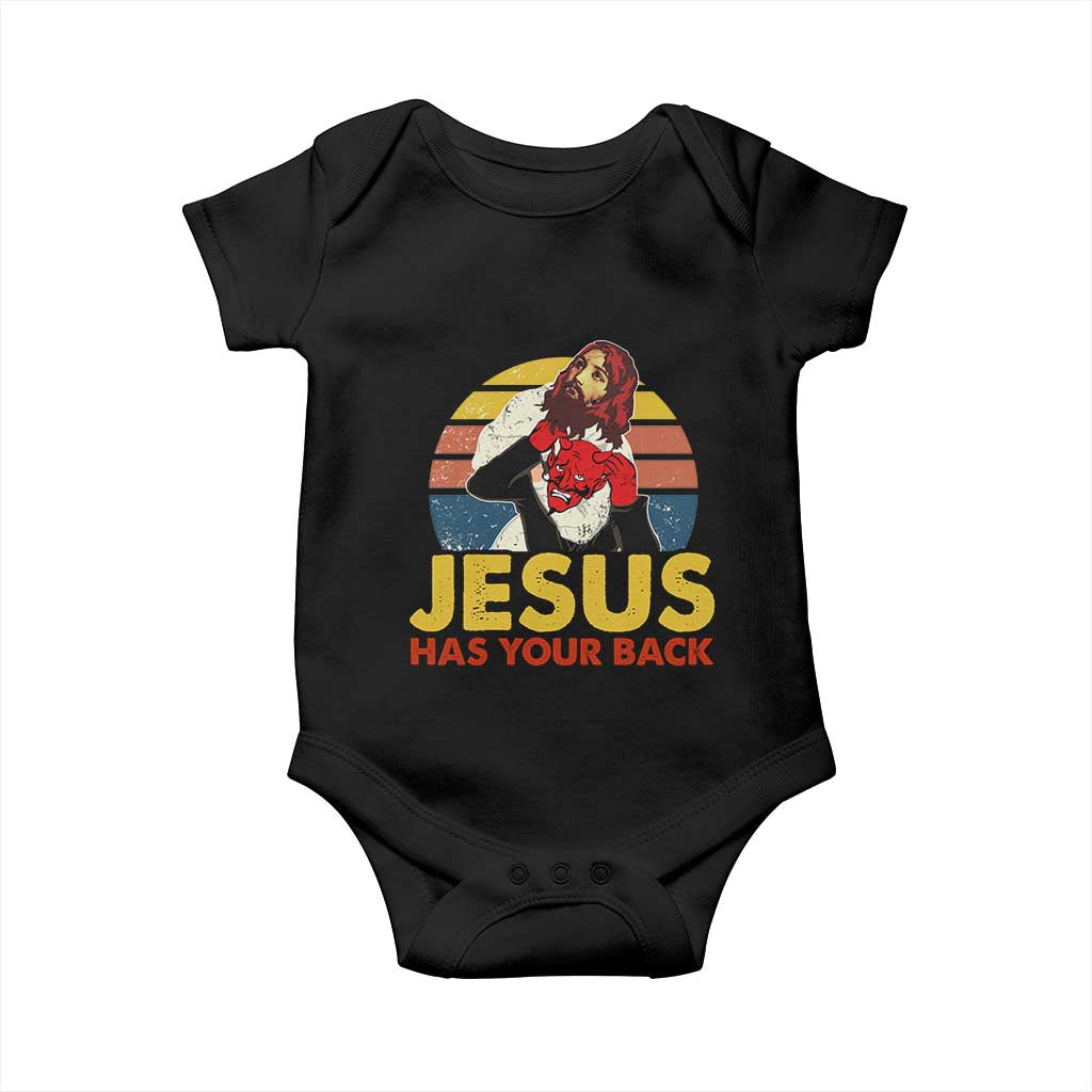 Funny Jesus Satan Meme Baby Onesie Has Your Back Jiu Jitsu Retro Religious Christian