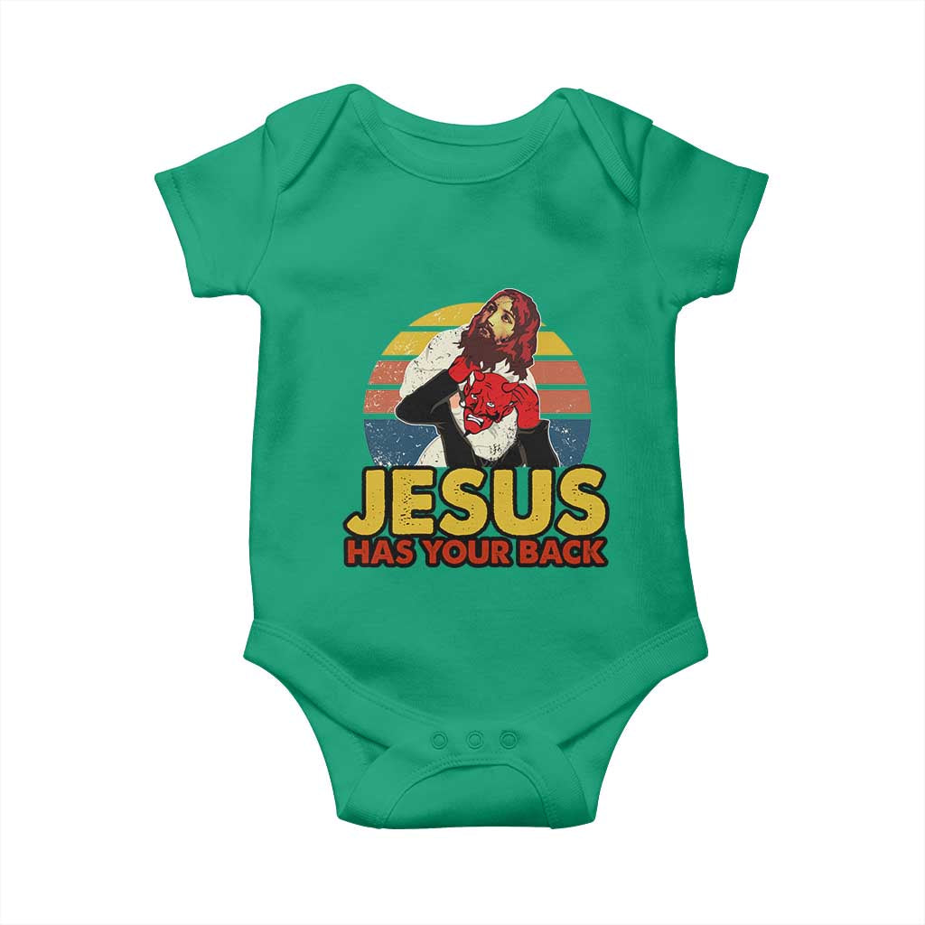 Funny Jesus Satan Meme Baby Onesie Has Your Back Jiu Jitsu Retro Religious Christian