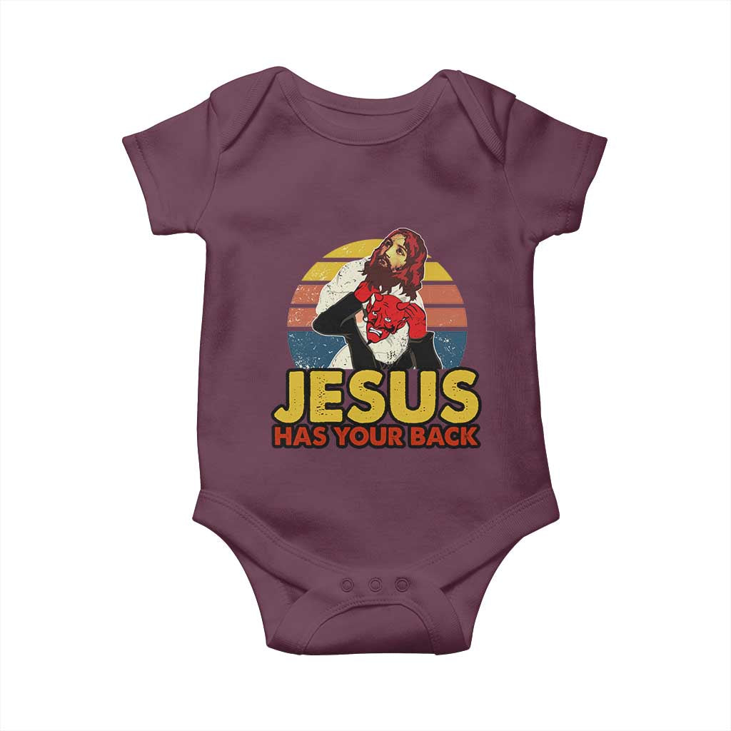 Funny Jesus Satan Meme Baby Onesie Has Your Back Jiu Jitsu Retro Religious Christian