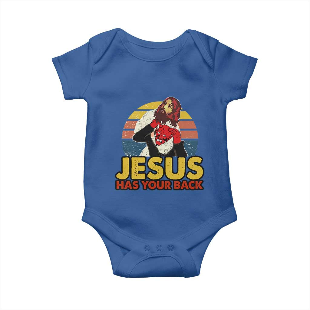 Funny Jesus Satan Meme Baby Onesie Has Your Back Jiu Jitsu Retro Religious Christian