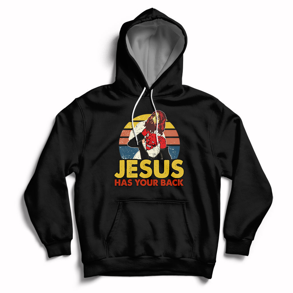 Funny Jesus Has Your Back Jiu Jitsu Retro Christian Vintage Funny Jesus Shirt, Jesus Believer, Religious Shirt Hoodie - Wonder Print Shop