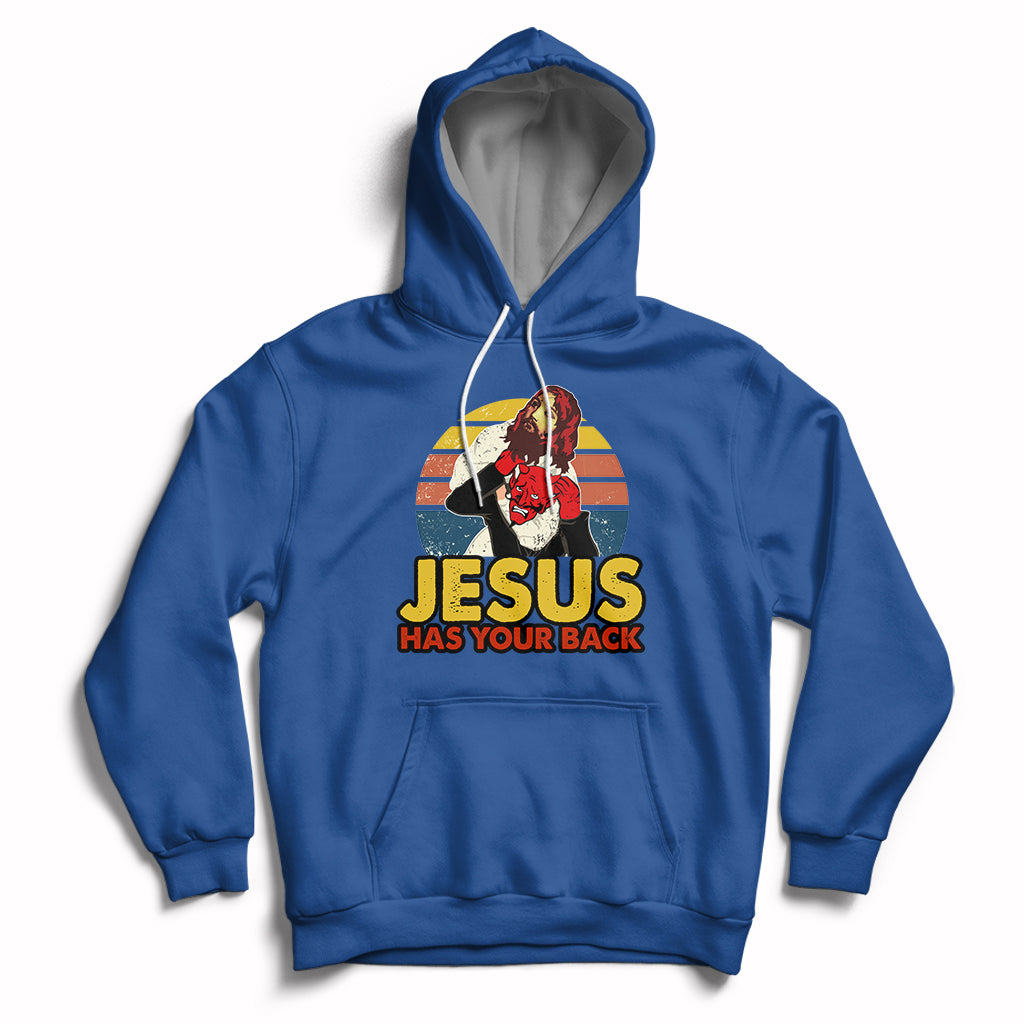 Funny Jesus Has Your Back Jiu Jitsu Retro Christian Vintage Funny Jesus Shirt, Jesus Believer, Religious Shirt Hoodie - Wonder Print Shop