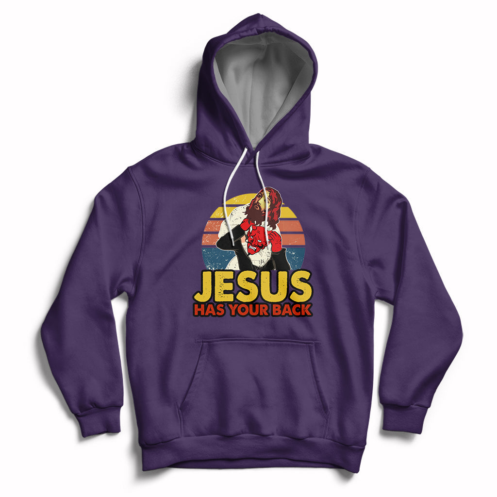 Funny Jesus Has Your Back Jiu Jitsu Retro Christian Vintage Funny Jesus Shirt, Jesus Believer, Religious Shirt Hoodie - Wonder Print Shop