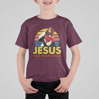 Funny Jesus Satan Meme T Shirt For Kid Has Your Back Jiu Jitsu Retro Religious Christian