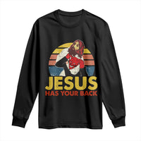 Funny Jesus Satan Meme Long Sleeve Shirt Has Your Back Jiu Jitsu Retro Religious Christian