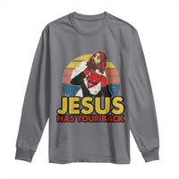 Funny Jesus Satan Meme Long Sleeve Shirt Has Your Back Jiu Jitsu Retro Religious Christian