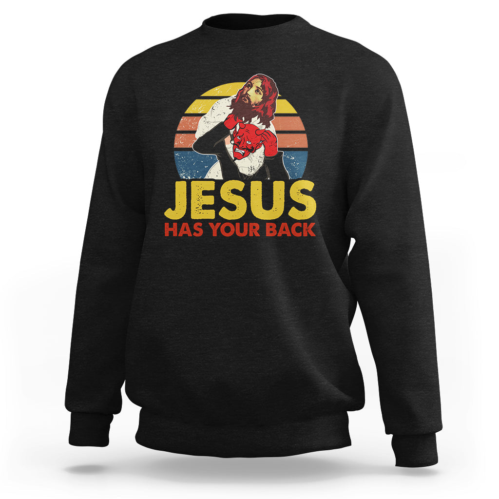 Funny Jesus Has Your Back Jiu Jitsu Retro Christian Vintage Funny Jesus Shirt, Jesus Believer, Religious Shirt Sweatshirt - Wonder Print Shop