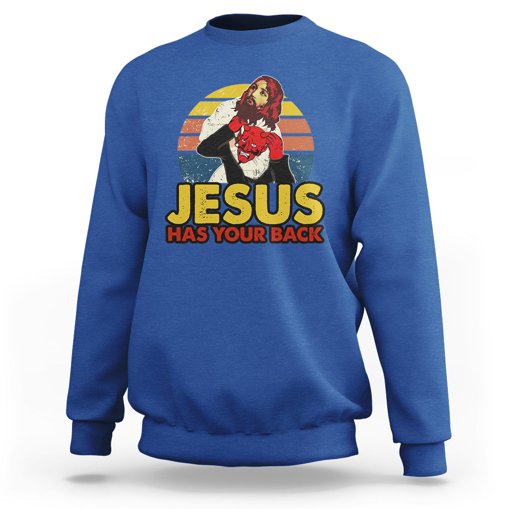 Funny Jesus Has Your Back Jiu Jitsu Retro Christian Vintage Funny Jesus Shirt, Jesus Believer, Religious Shirt Sweatshirt - Wonder Print Shop
