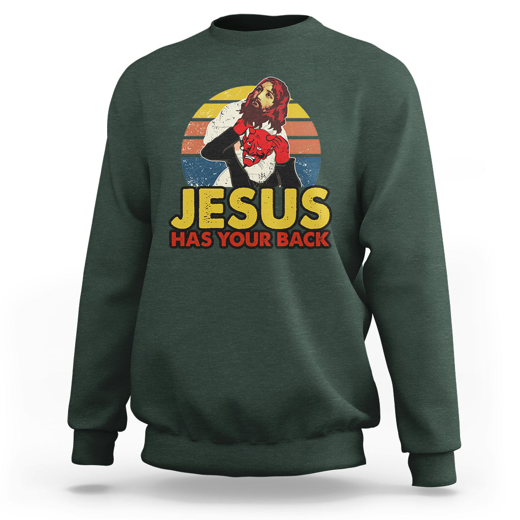 Funny Jesus Has Your Back Jiu Jitsu Retro Christian Vintage Funny Jesus Shirt, Jesus Believer, Religious Shirt Sweatshirt - Wonder Print Shop