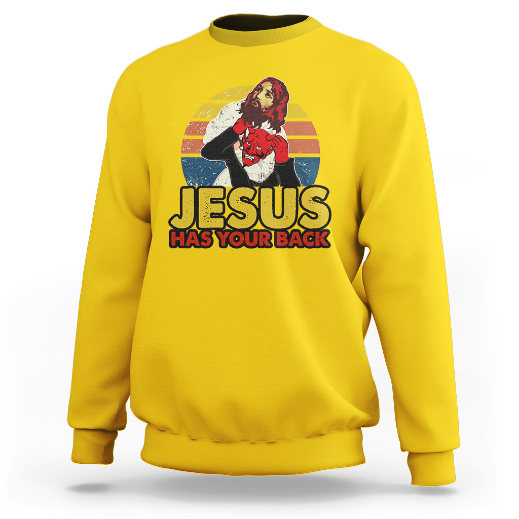 Funny Jesus Has Your Back Jiu Jitsu Retro Christian Vintage Funny Jesus Shirt, Jesus Believer, Religious Shirt Sweatshirt - Wonder Print Shop