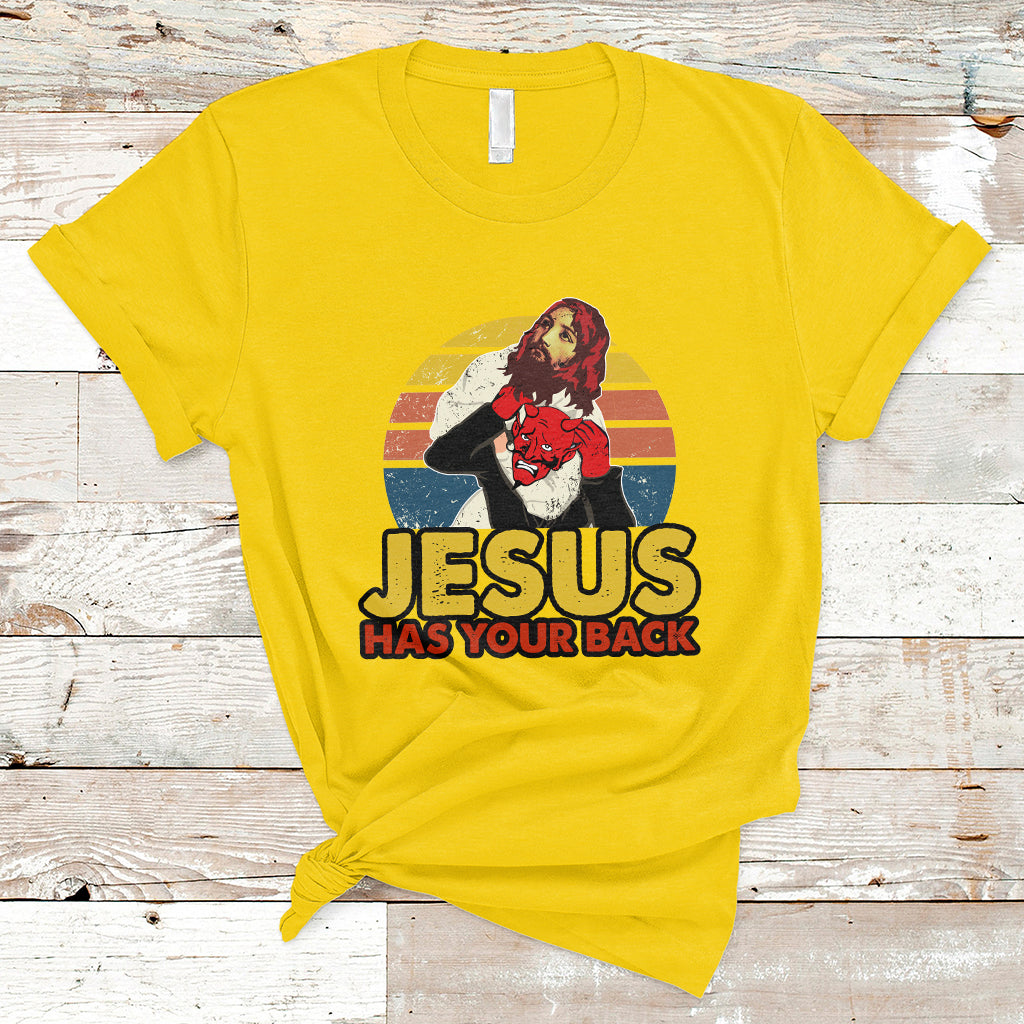 Funny Jesus Has Your Back Jiu Jitsu Retro Christian Vintage Funny Jesus Shirt, Jesus Believer, Religious Shirt T-Shirt - Wonder Print Shop