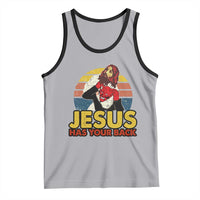 Funny Jesus Satan Meme Tank Top Has Your Back Jiu Jitsu Retro Religious Christian