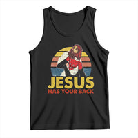 Funny Jesus Satan Meme Tank Top Has Your Back Jiu Jitsu Retro Religious Christian