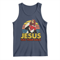 Funny Jesus Satan Meme Tank Top Has Your Back Jiu Jitsu Retro Religious Christian