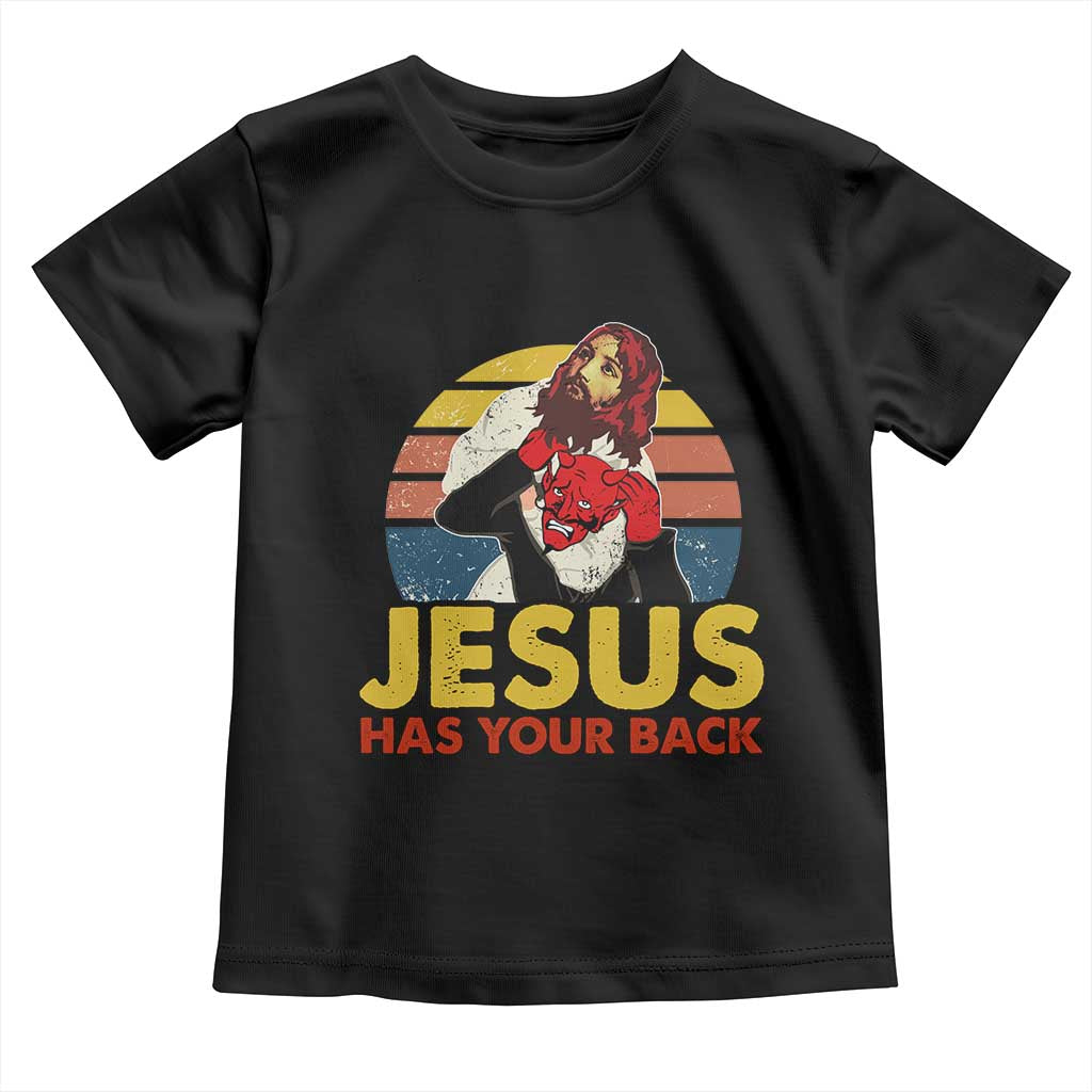 Funny Jesus Satan Meme Toddler T Shirt Has Your Back Jiu Jitsu Retro Religious Christian