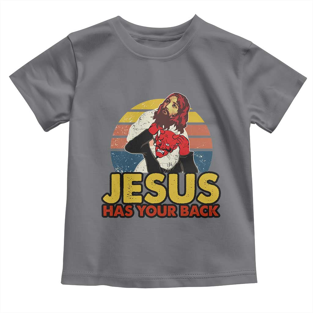 Funny Jesus Satan Meme Toddler T Shirt Has Your Back Jiu Jitsu Retro Religious Christian