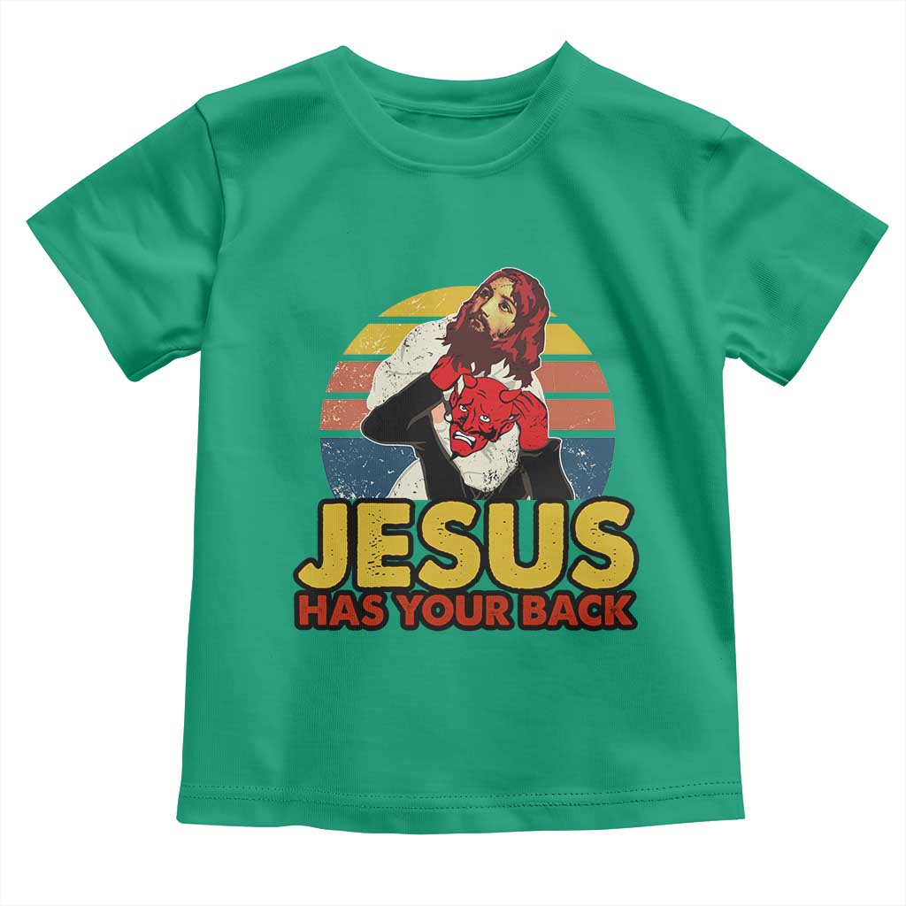 Funny Jesus Satan Meme Toddler T Shirt Has Your Back Jiu Jitsu Retro Religious Christian