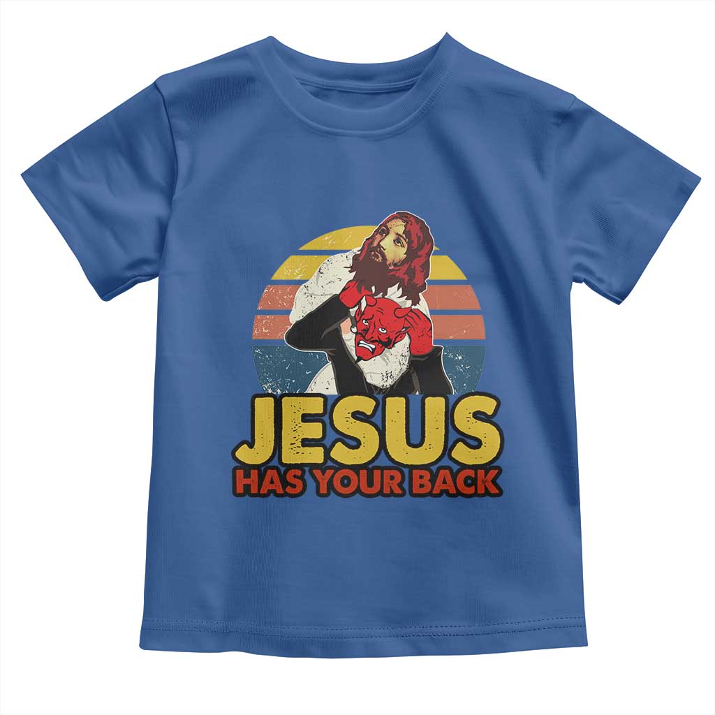 Funny Jesus Satan Meme Toddler T Shirt Has Your Back Jiu Jitsu Retro Religious Christian
