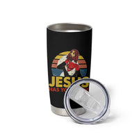 Funny Jesus Satan Meme Tumbler Cup Has Your Back Jiu Jitsu Retro Religious Christian
