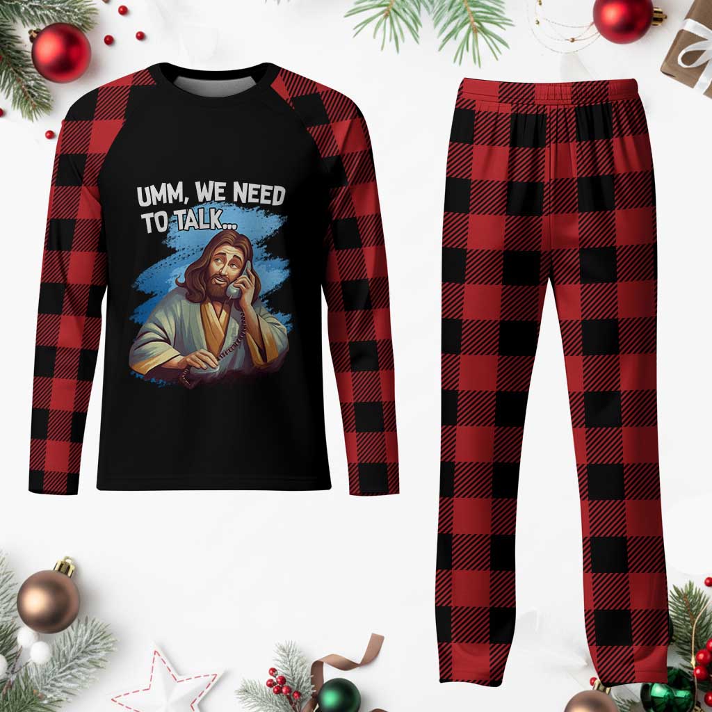 Funny Jesus Plaid Pajama Set We Need To Talk Christian Religious Meme - Wonder Print Shop