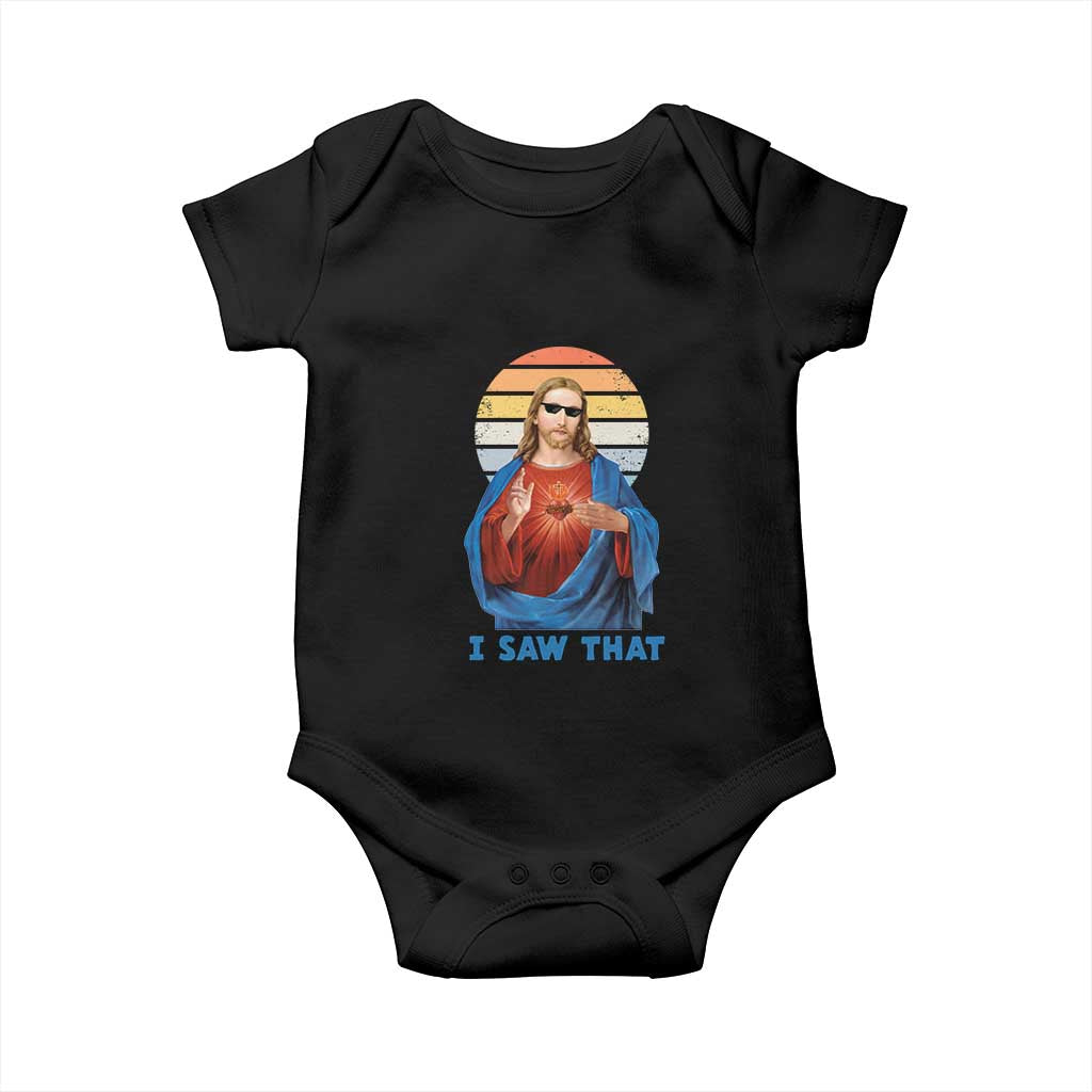 Funny Jesus Baby Onesie I Saw That Christian Religious Meme Retro