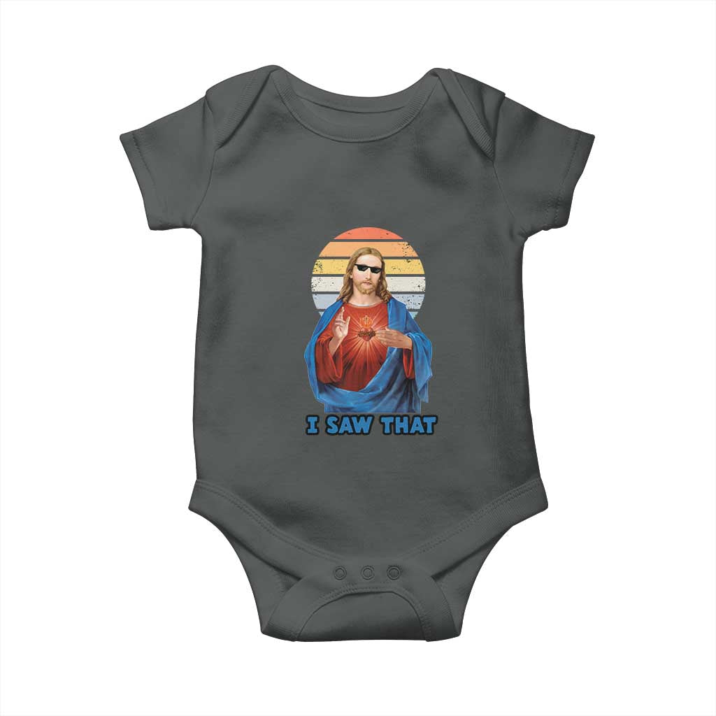 Funny Jesus Baby Onesie I Saw That Christian Religious Meme Retro