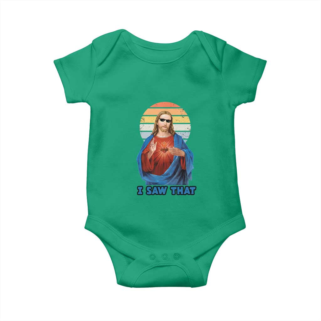 Funny Jesus Baby Onesie I Saw That Christian Religious Meme Retro