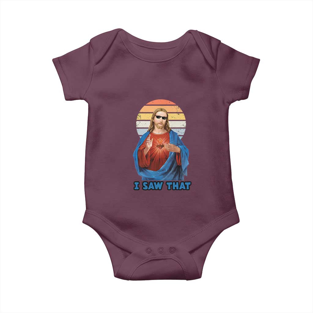 Funny Jesus Baby Onesie I Saw That Christian Religious Meme Retro