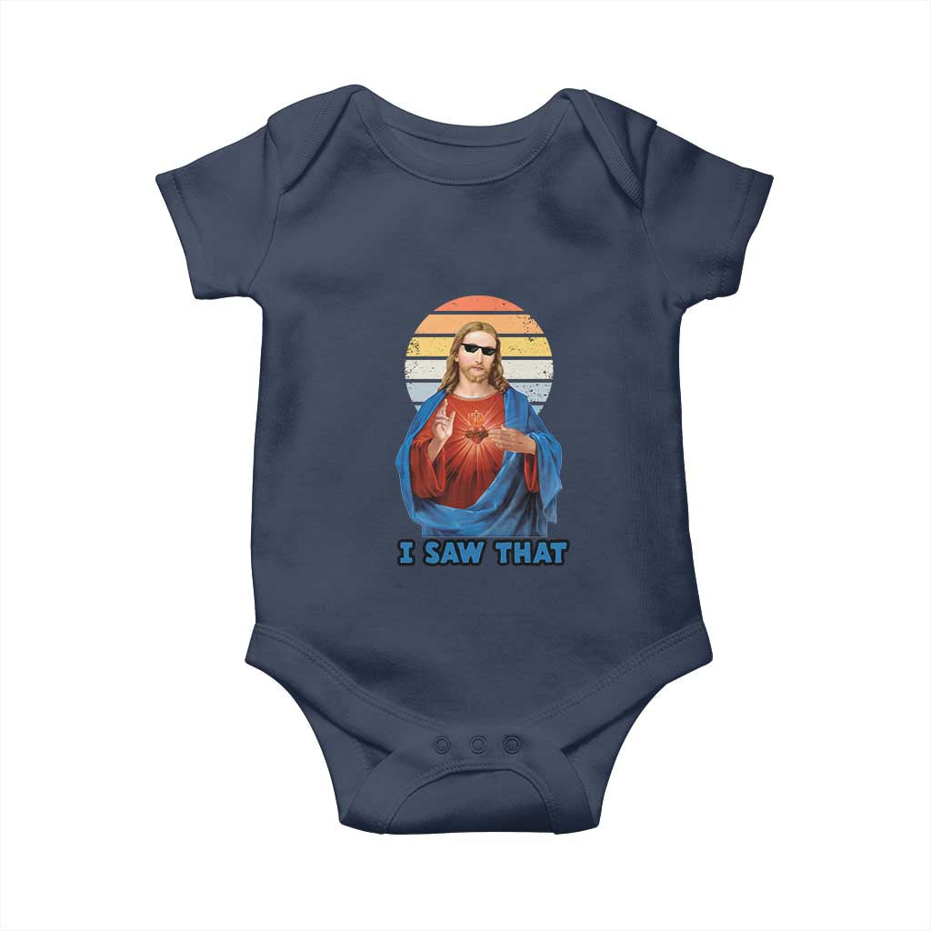Funny Jesus Baby Onesie I Saw That Christian Religious Meme Retro