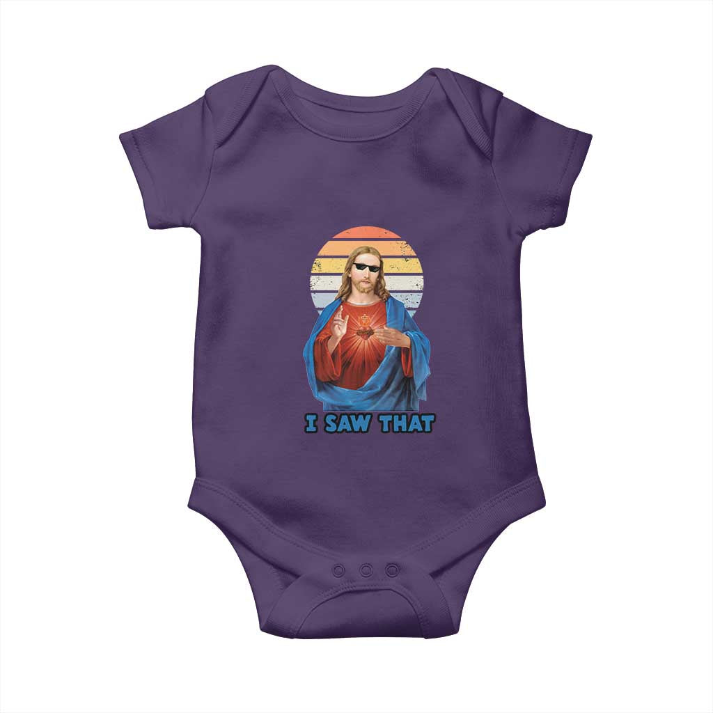 Funny Jesus Baby Onesie I Saw That Christian Religious Meme Retro