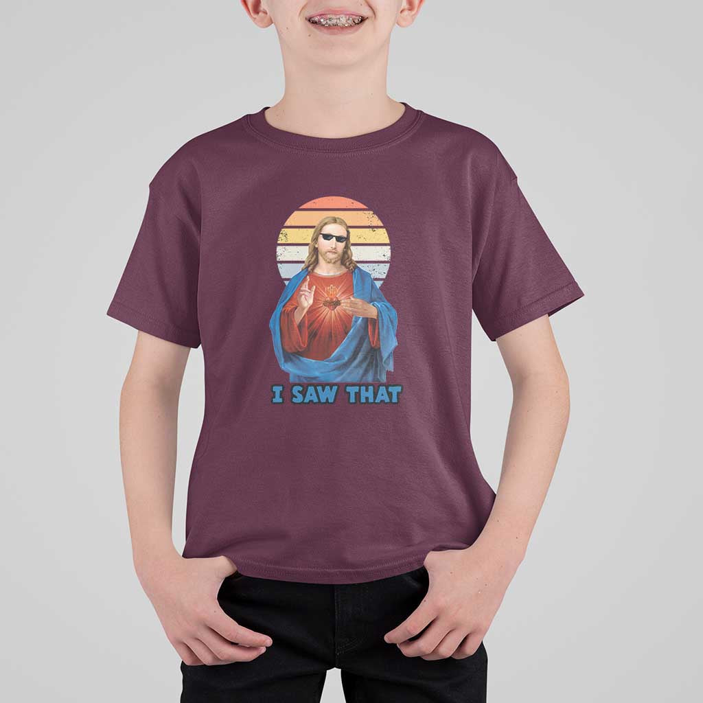 Funny Jesus T Shirt For Kid I Saw That Christian Religious Meme Retro