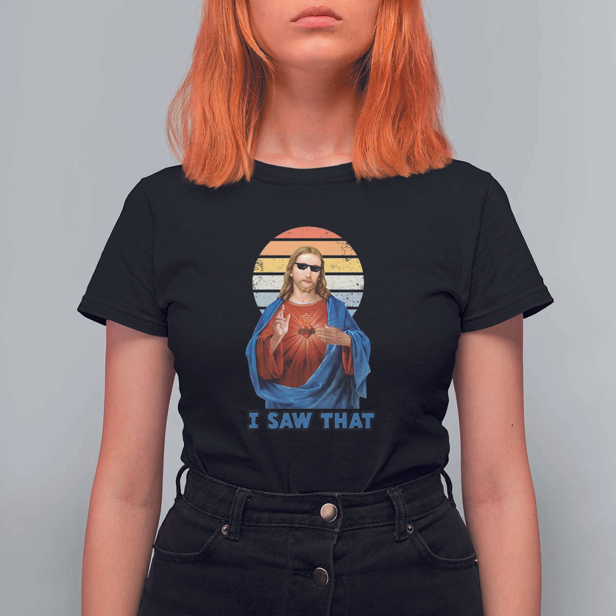 Funny Jesus T Shirt For Women I Saw That Christian Religious Meme Retro