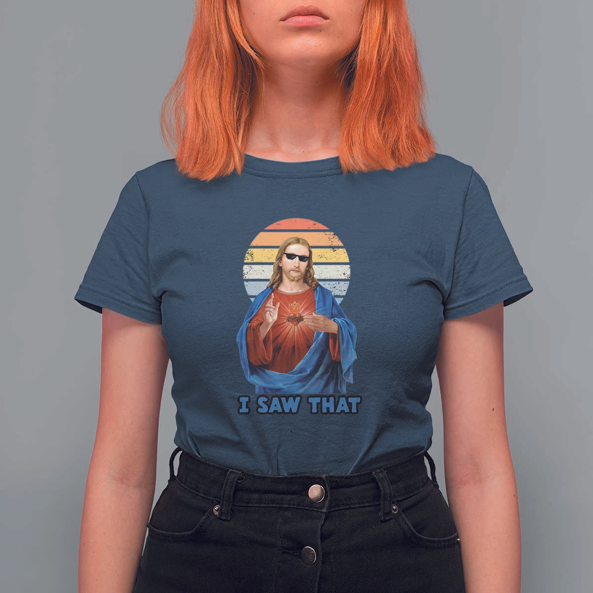 Funny Jesus T Shirt For Women I Saw That Christian Religious Meme Retro