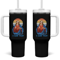 Funny Jesus Tumbler With Handle I Saw That Christian Religious Meme Retro