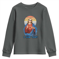 Funny Jesus Youth Sweatshirt I Saw That Christian Religious Meme Retro