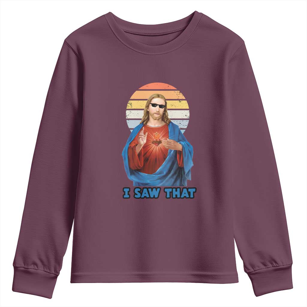 Funny Jesus Youth Sweatshirt I Saw That Christian Religious Meme Retro