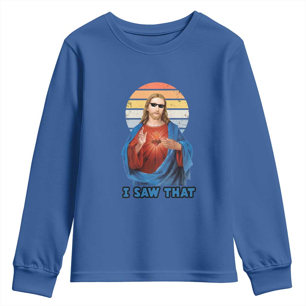 Funny Jesus Youth Sweatshirt I Saw That Christian Religious Meme Retro
