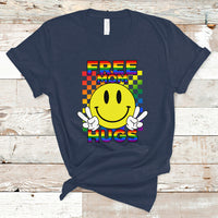 LGBT Mom T Shirt Retro Free Mom Hugs Proud Ally Rainbow Flag LGBT Pride Month - Wonder Print Shop