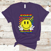 LGBT Mom T Shirt Retro Free Mom Hugs Proud Ally Rainbow Flag LGBT Pride Month - Wonder Print Shop