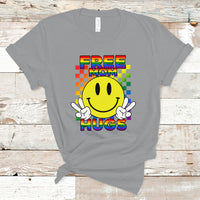 LGBT Mom T Shirt Retro Free Mom Hugs Proud Ally Rainbow Flag LGBT Pride Month - Wonder Print Shop