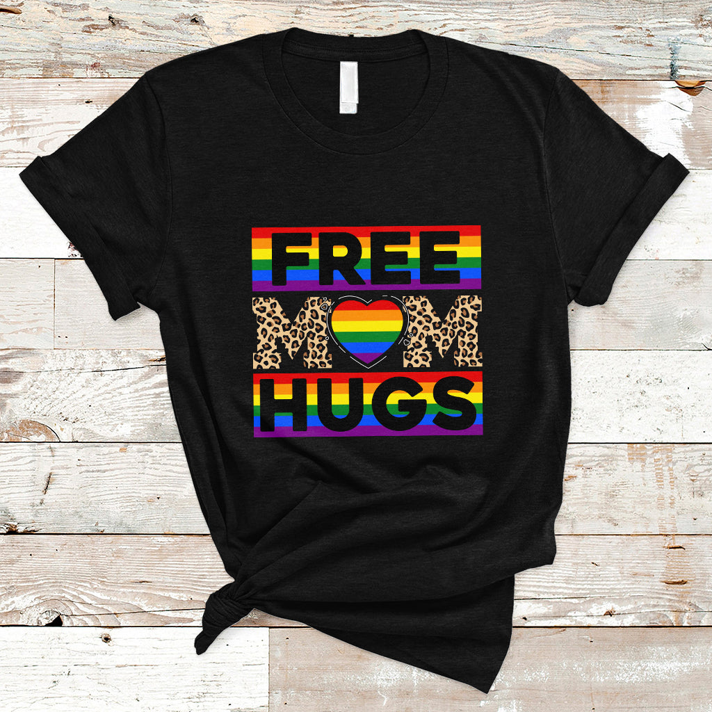 LGBT Mom T Shirt Free Mom Hugs Proud Ally Rainbow Flag LGBT Pride Month - Wonder Print Shop