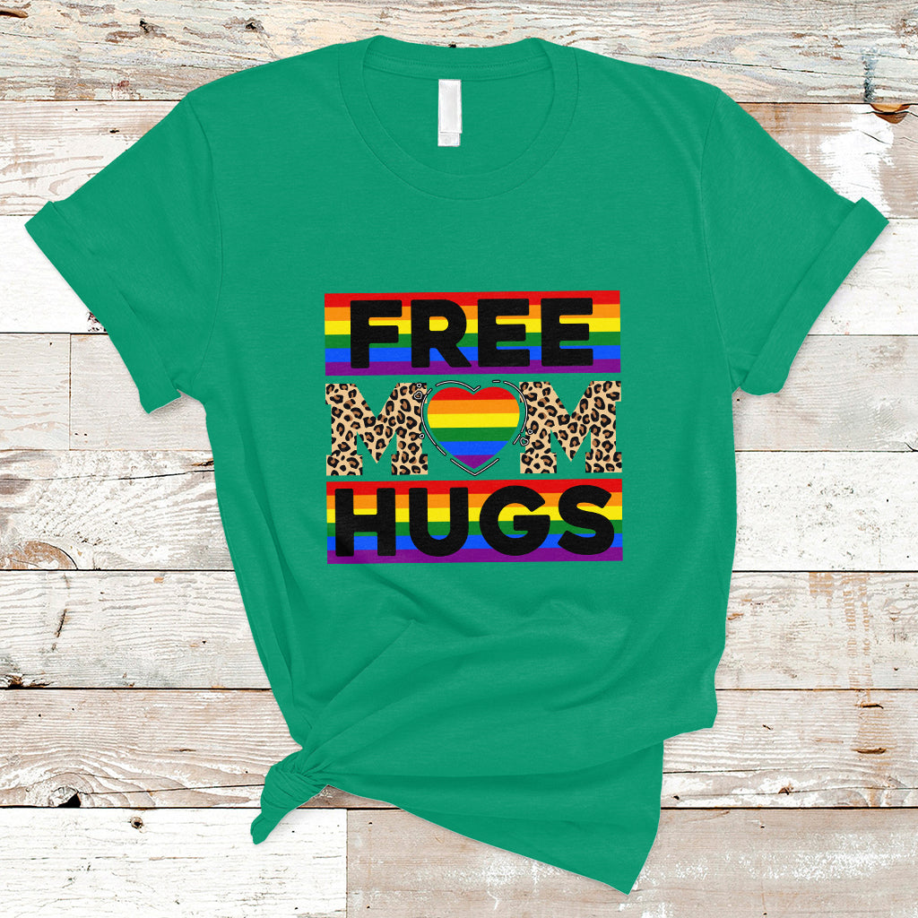 LGBT Mom T Shirt Free Mom Hugs Proud Ally Rainbow Flag LGBT Pride Month - Wonder Print Shop