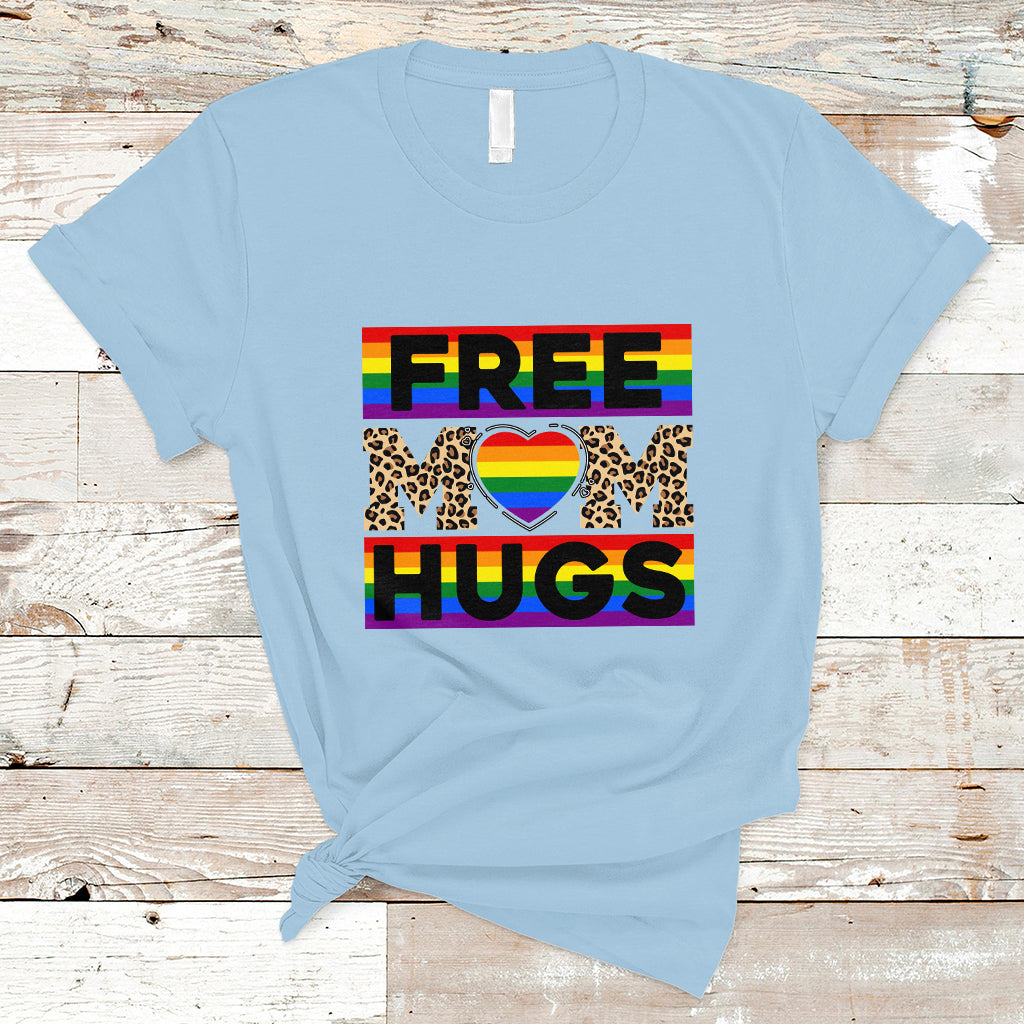LGBT Mom T Shirt Free Mom Hugs Proud Ally Rainbow Flag LGBT Pride Month - Wonder Print Shop