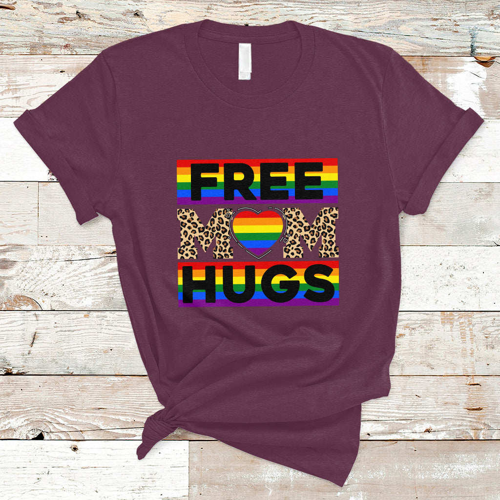 LGBT Mom T Shirt Free Mom Hugs Proud Ally Rainbow Flag LGBT Pride Month - Wonder Print Shop