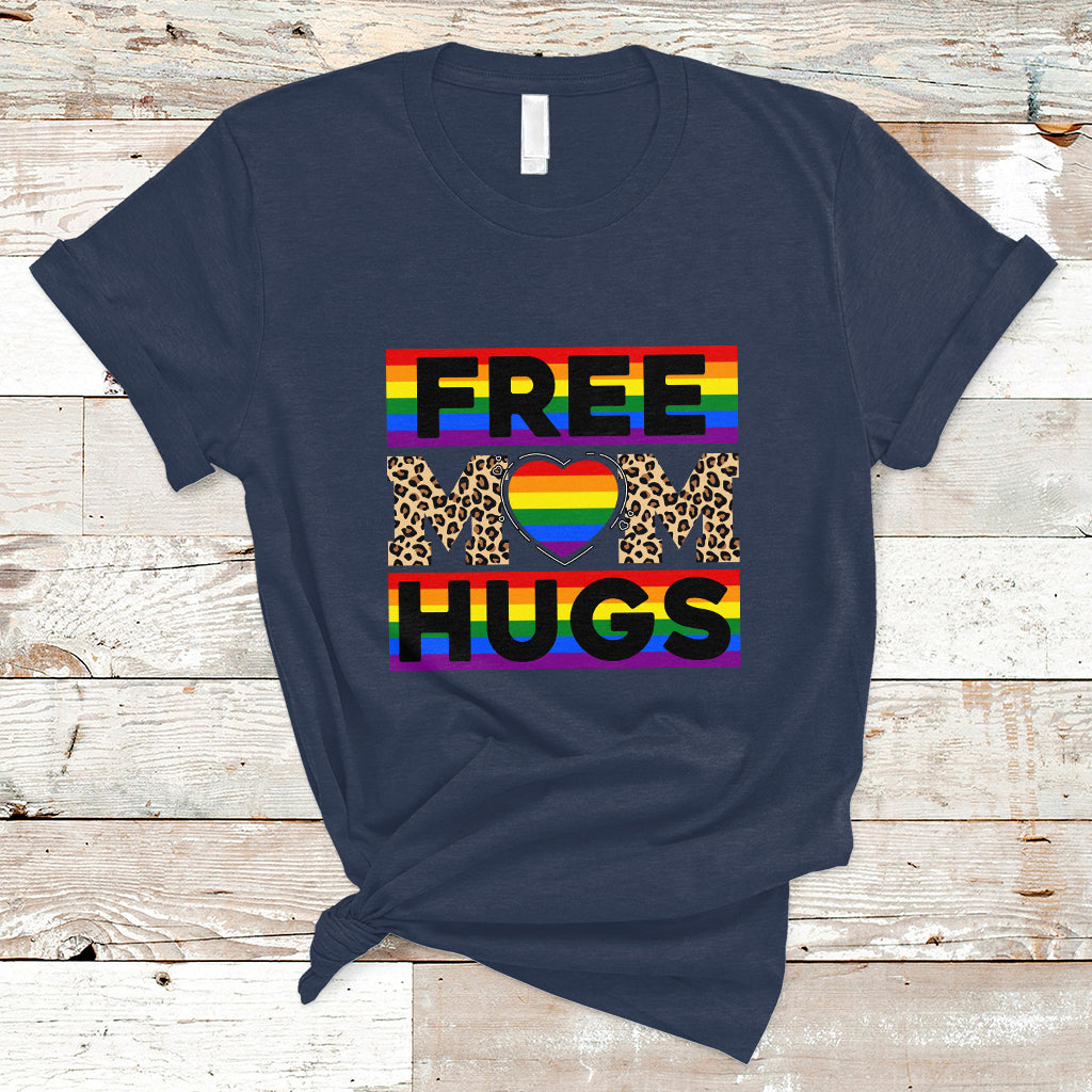 LGBT Mom T Shirt Free Mom Hugs Proud Ally Rainbow Flag LGBT Pride Month - Wonder Print Shop