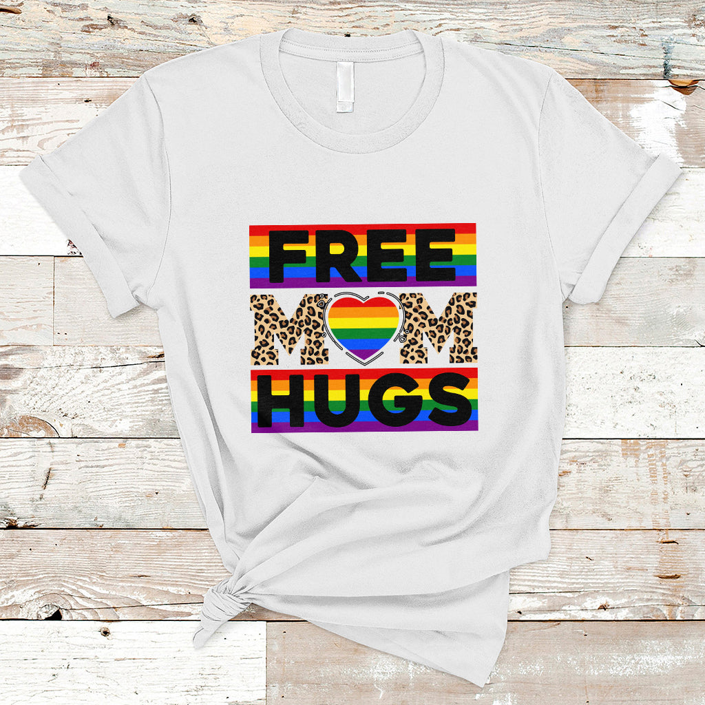 LGBT Mom T Shirt Free Mom Hugs Proud Ally Rainbow Flag LGBT Pride Month - Wonder Print Shop